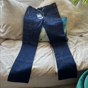 Dolce & Gabbana Dark Blue Embroidered Boot-Cut Jeans